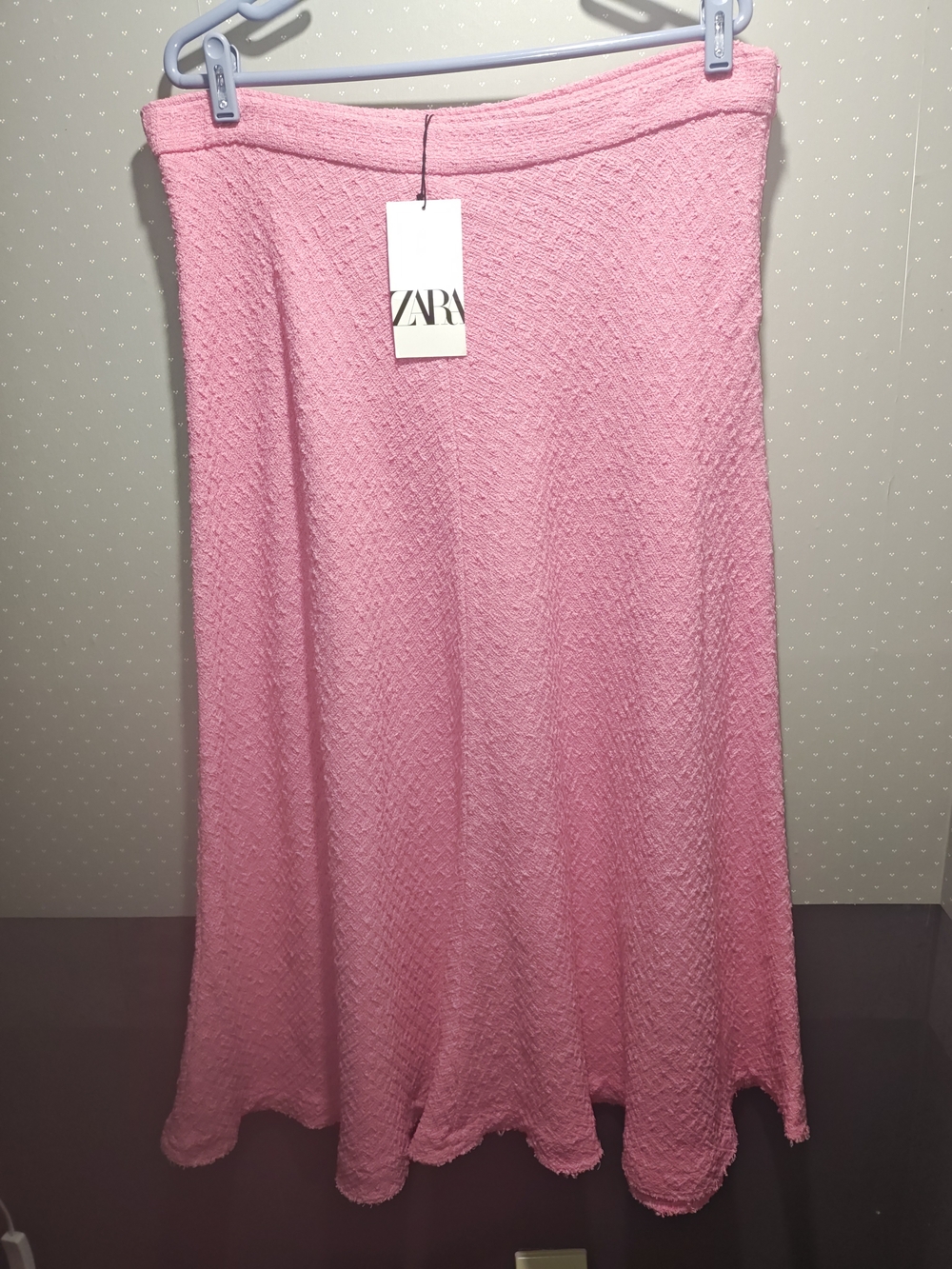 Zara Pink Textured Midi Skirt